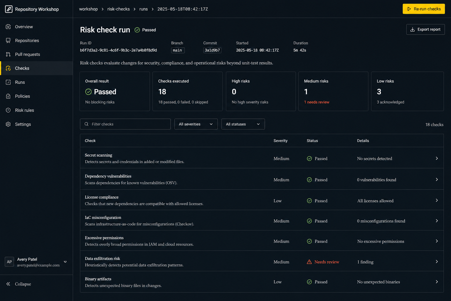 IDE capture showing correctness and validation checks for risks beyond ordinary unit-test results.